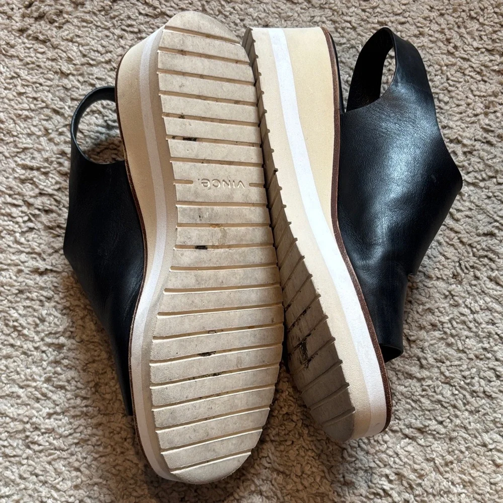 Vince Black and Cream Platform Sandals
